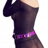 Неоново-розовая сбруя на шею и талию Bad Kitty Body Harness