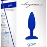 Синяя анальная пробка Glow с вибрацией и подогревом - 12 см.
