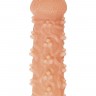 Телесная закрытая насадка с пучками шишечек Cock Sleeve Size S - 13,8 см.