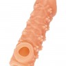 Телесная закрытая насадка с пучками шишечек Cock Sleeve Size S - 13,8 см.