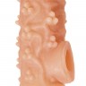 Телесная закрытая насадка с пучками шишечек Cock Sleeve Size S - 13,8 см.