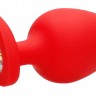 Красная анальная пробка с прозрачным стразом Extra Large Diamond Heart Butt Plug - 9,5 см.