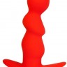 Красный рельефный вибромассажер с ограничителем - 9,5 см.