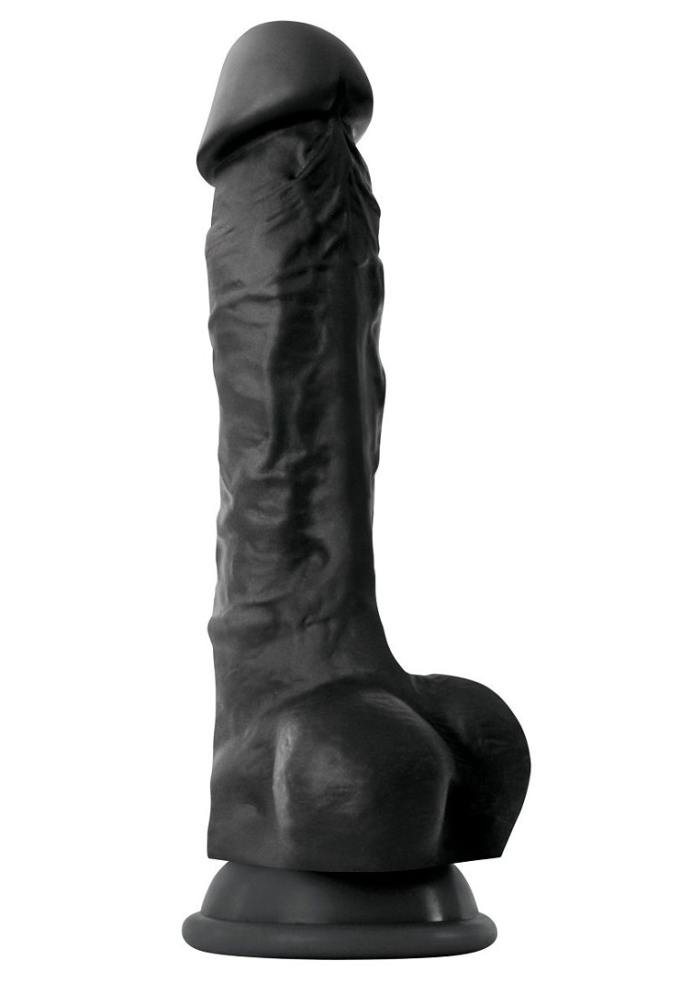 Чёрный фаллоимитатор на присоске Colours Pleasures 7" Dildo - 22,3 см.