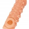 Телесная закрытая насадка с пучками шишечек Cock Sleeve Size M - 15,6 см.