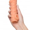 Телесная закрытая насадка с пучками шишечек Cock Sleeve Size M - 15,6 см.