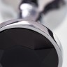 Маленькая серебристая анальная втулка с чёрным кристаллом - 6 см.