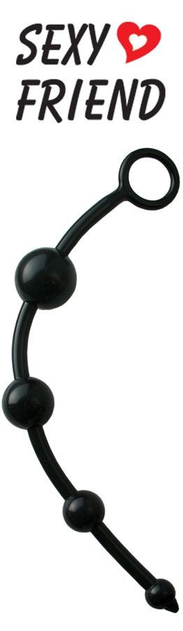 Черная анальная цепочка ANAL STIMULATOR MINI с колечком - 23 см.