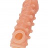 Телесная закрытая насадка с шариками Cock Sleeve Size S - 13,8 см.