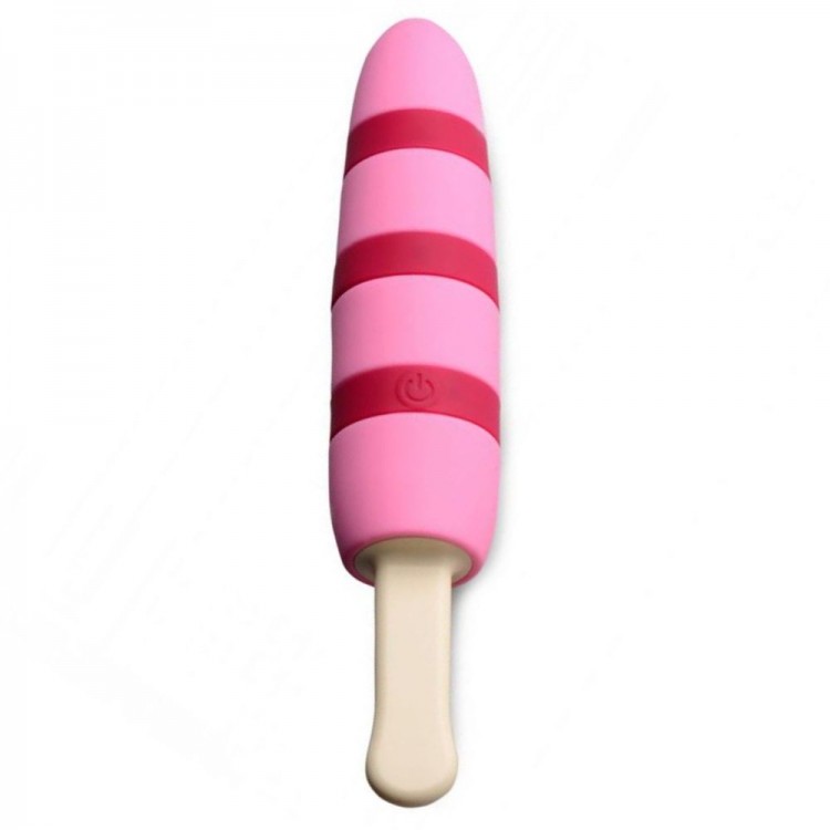 Розовый вибростимулятор-эскимо 10X Popsicle Vibrator - 21,6 см.