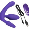 Фиолетовый безремневой вибрострапон Vibrating Strapless Strap-On
