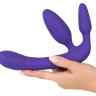 Фиолетовый безремневой вибрострапон Vibrating Strapless Strap-On