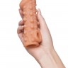 Телесная закрытая насадка с шариками Cock Sleeve Size M - 15,6 см.