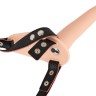 Телесный поясной страпон с вибрацией Vibrating Strap-On - 15,7 см.