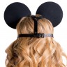 Черная кожаная маска с ушками Micky
