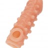 Телесная закрытая насадка с шариками Cock Sleeve Size L - 17,6 см.