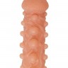 Телесная закрытая насадка с шариками Cock Sleeve Size L - 17,6 см.