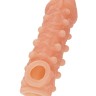 Телесная закрытая насадка с шариками Cock Sleeve Size L - 17,6 см.