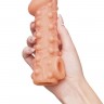 Телесная закрытая насадка с шариками Cock Sleeve Size L - 17,6 см.