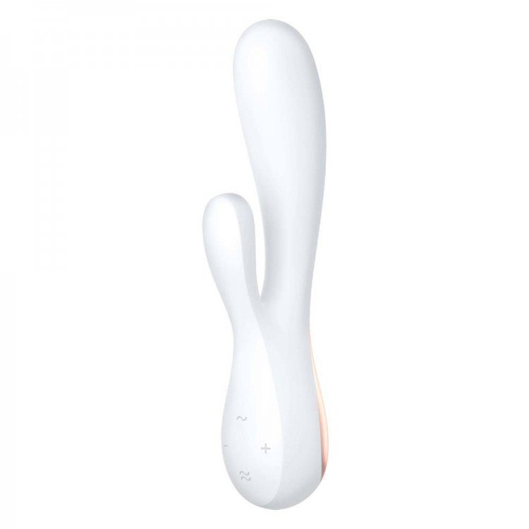 Белый вибратор-кролик Satisfyer Mono Flex с управлением через приложение - 20,4 см.