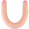 Телесный двухсторонний фаллоимитатор-реалистик -48 см.