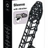 Чёрная закрытая насадка-сетка на пенис с вибрацией Black Velvet - 14 см.