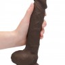 Коричневый фаллоимитатор Silicone Dildo With Balls - 22,8 см.