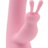 Нежно-розовый вибратор со стимулятором клитора Jumping Rabbit Vibrator - 19,5 см.