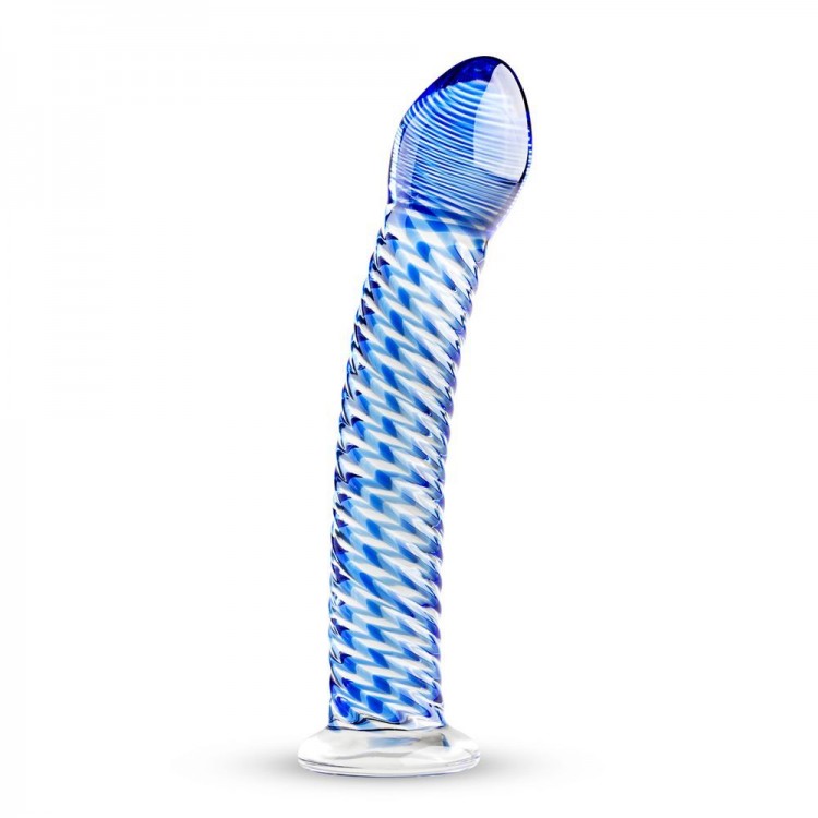 Голубой стеклянный фаллоимитатор Glass Dildo No.5 - 18 см.