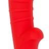 Красный вибромассажёр с рёбрышками Ribbed - 18 см.