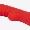 Красный вибромассажёр с рёбрышками Ribbed - 18 см.