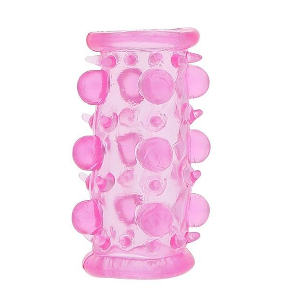 Эластичная розовая насадка с шипами и шишечками JELLY JOY LUST CLUSTER PINK