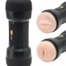 Телесный двусторонний мастурбатор Double Down - вагина и ротик