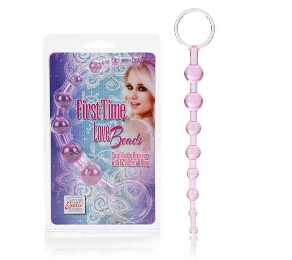 Розовая анальная цепочка First Time Love Beads