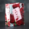 Подарочный пакет "Love" с розами - 15 х 12 см.