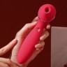 Красный мембранный вибростимулятор клитора Polly Plus - 16,8 см.