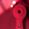 Красный мембранный вибростимулятор клитора Polly Plus - 16,8 см.