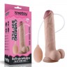 Телесный фаллоимитатор с имитацией эякуляции 9" Soft Ejaculation Cock With Ball - 22,9 см.