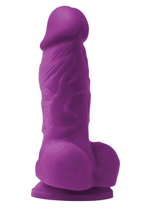 Фиолетовый фаллоимитатор на присоске Pleasures 4" - 14,2 см.