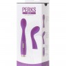 Фиолетовый вибратор Le Stelle PERKS SERIES EX-1 с 2 сменными насадками