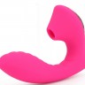 Ярко-розовый вибромассажёр с вакуумной стимуляцией Vaginal & Suction Lover