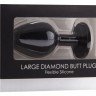 Черная анальная пробка с прозрачным кристаллом Diamond Butt Plug - 7,3 см.