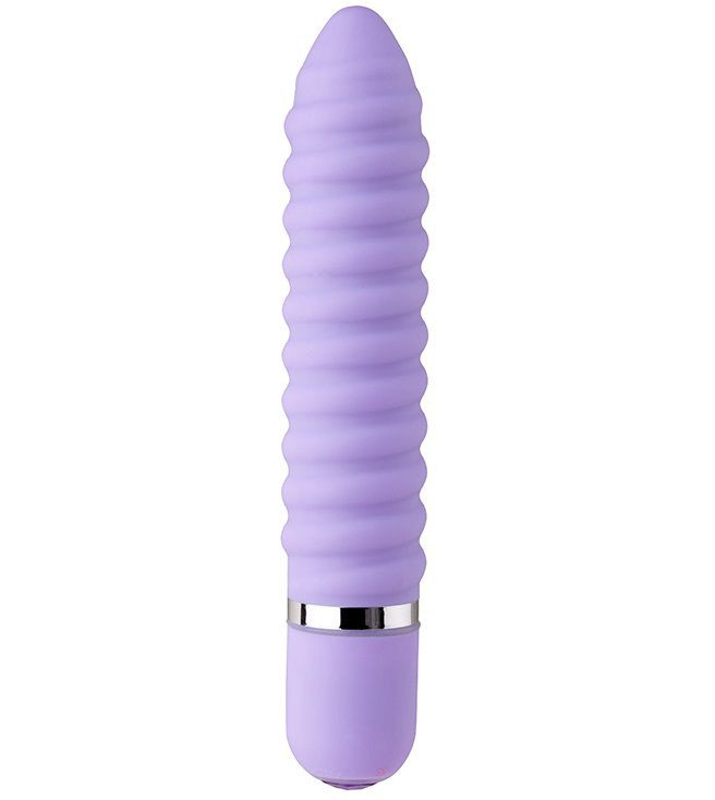 Фиолетовый ребристый мини-вибратор NEON WICKED WAND PURPLE - 11,4 см.
