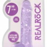 Фиолетовый фаллоимитатор Realrock Crystal Clear 7 inch - 19 см.