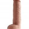 Кофейный фаллоимитатор King Cock 10" Squirting Cock с эффектом эякуляции - 25,4 см.