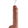 Кофейный фаллоимитатор King Cock 10" Squirting Cock с эффектом эякуляции - 25,4 см.