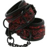 Черно-красные наручники с металлической цепочкой WRIST CUFFS