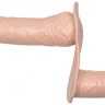Телесный страпон с вагинальной пробкой Double Dong Strap-On - 19 см.