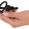 Черный силиконовый дилятор с вибрацией и кольцом PenisPlug with a Glans Ring & Vibration