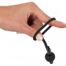 Черный силиконовый дилятор с вибрацией и кольцом PenisPlug with a Glans Ring & Vibration